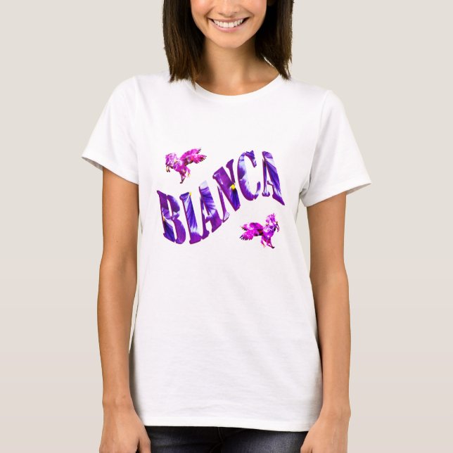 Bianca, Mädchenname aus Stiefmütterchen, T-Shirt (Vorderseite)