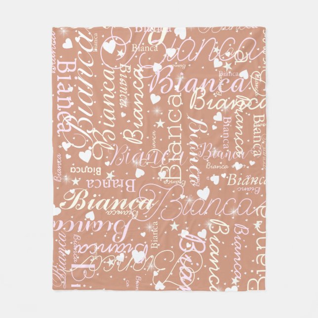 Bianca Personalisiert Name Pattern Boho Rosy Fleecedecke (Vorderseite)