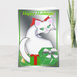 Bianca Toon Kitty-Feiertags-Grüntöne Feiertagskarte