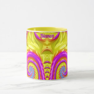 BIANCA ~ Verrückt 3D ~ Lila Rosa Blau Gelb Tasse