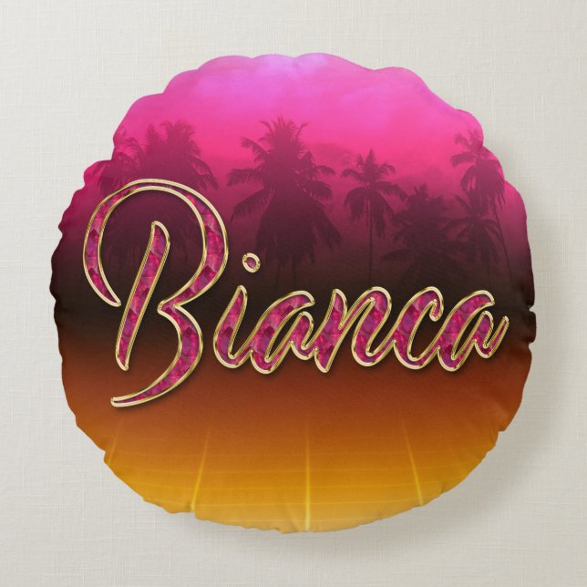 Bianca Vorname Name golden pink Kissen (Vorderseite)