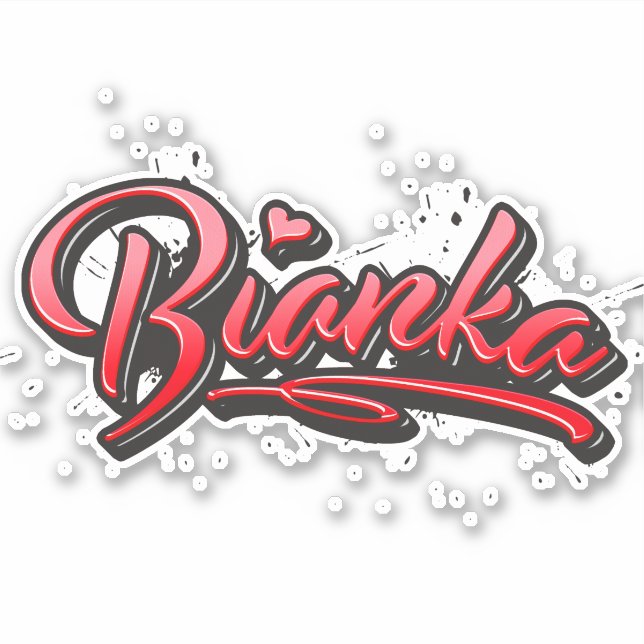 Bianka red Heart Graffiti Aufkleber Sticker (Vorderseite)