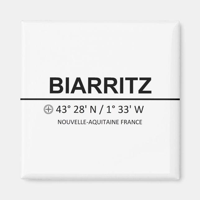 Biarritz Coordinaten - Biarritz-Koordinaten Magnet (Vorne)