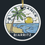 Biarritz France Vintag Keramik Ornament<br><div class="desc">Biarritz Vektorgrafik Design. Biarritz,  eine elegante Badestadt an der baskischen Küste im Südwesten Frankreichs.</div>
