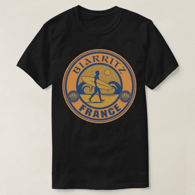 Biarritz Frankreich Surfen T-Shirt (Design vorne)