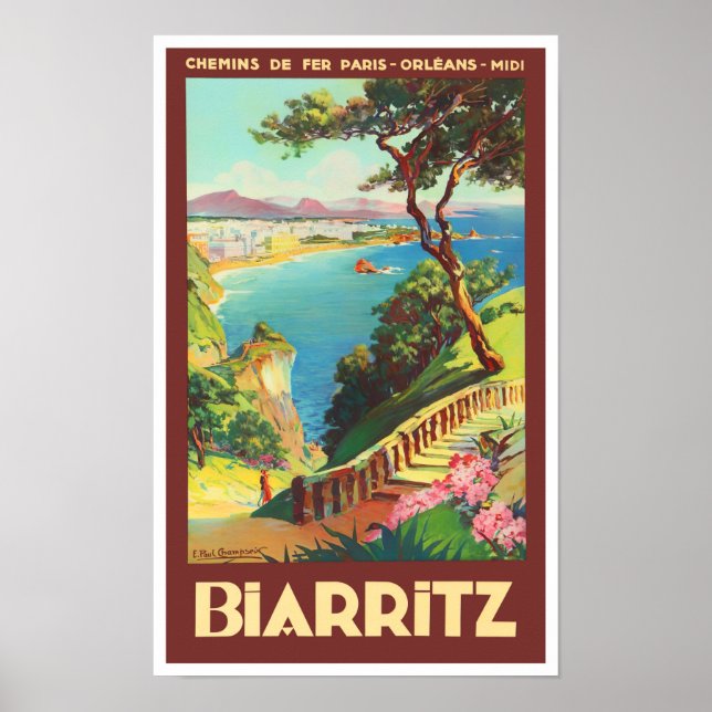 Biarritz Frankreich Vintage Reise Poster (Vorne)
