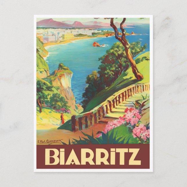 Biarritz Frankreich Vintage Reise Postkarte (Vorderseite)