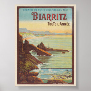 Biarritz toute l'anné e France Vintage Poster 191