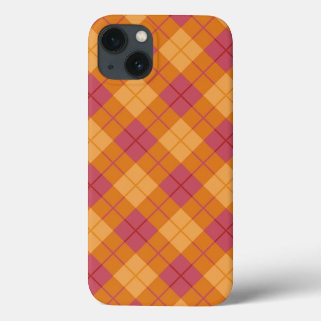 Bias in Orange und Rosa Kariert Case-Mate iPhone Hülle (Rückseite)