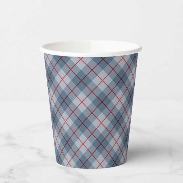 Bias Kariert Blue-Red Stripe Pappbecher (Links)