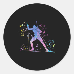 Biathlet Skilanglauf Biathlon Runder Aufkleber