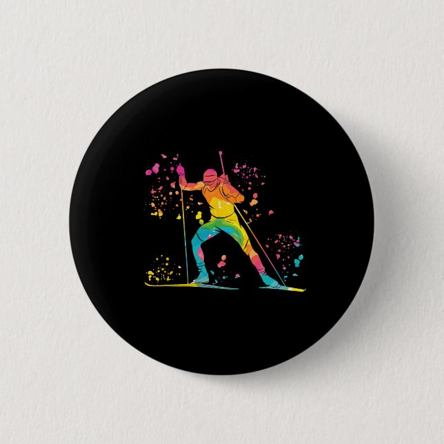 Biathlete Nordic Ski Biathlon 24 Button (Vorderseite)