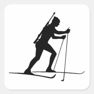 Biathlete Silhouette Quadratischer Aufkleber