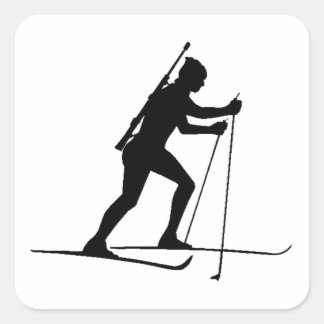 Biathlete-Silhouette Quadratischer Aufkleber
