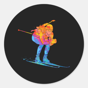 Biathlete Skifahren Runder Aufkleber