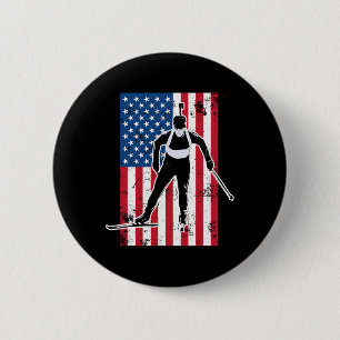 Biathlon American Flag 2 US-Geschenk - Biathlon Te Button