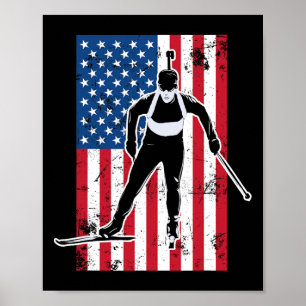 Biathlon American Flag 2 US-Geschenk - Biathlon Te Poster