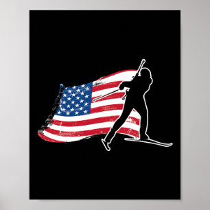 Biathlon American Flag Usa Geschenk - Biathlon Tea Poster