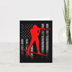 Biathlon-Amerikanische Flagge - Rote männliche Bia Karte