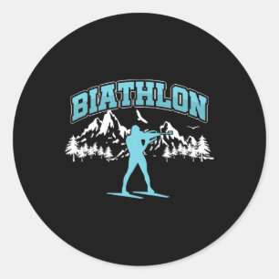 Biathlon Biathlet Sportler Wintersport Shooting Runder Aufkleber