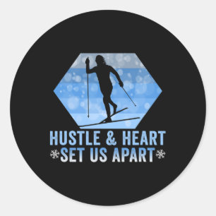 Biathlon Hustle and Heart Set Uns Apart Cross Coun Runder Aufkleber