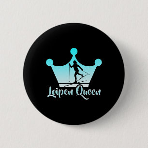 Biathlon Loipen Queen Cross Country Skier Button