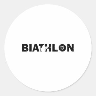 Biathlon Lustiger Biathlet Schiessen Skifahren Zie Runder Aufkleber