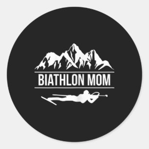 Biathlon Mama Biathlon Skifahren Runder Aufkleber
