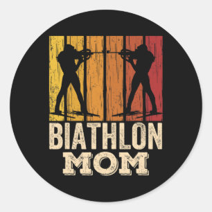 Biathlon Mama Biathlons Biathlete Sportaktiva Mama Runder Aufkleber