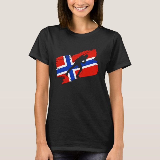 Biathlon Norwegen Flag Norweigan Cross Country Ski T-Shirt (Vorderseite)