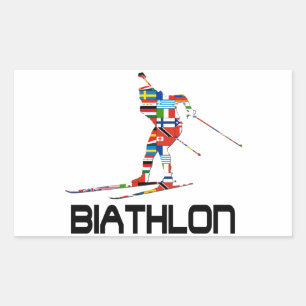 Biathlon Rechteckiger Aufkleber