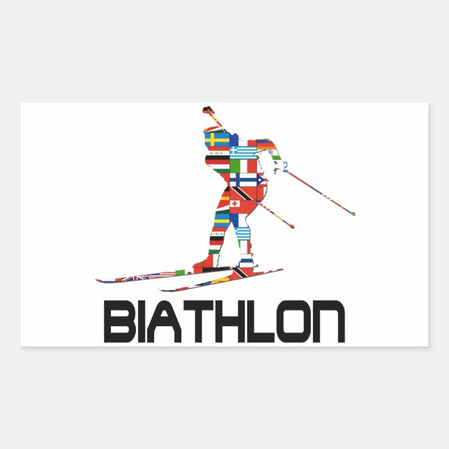 Biathlon Rechteckiger Aufkleber (Vorderseite)