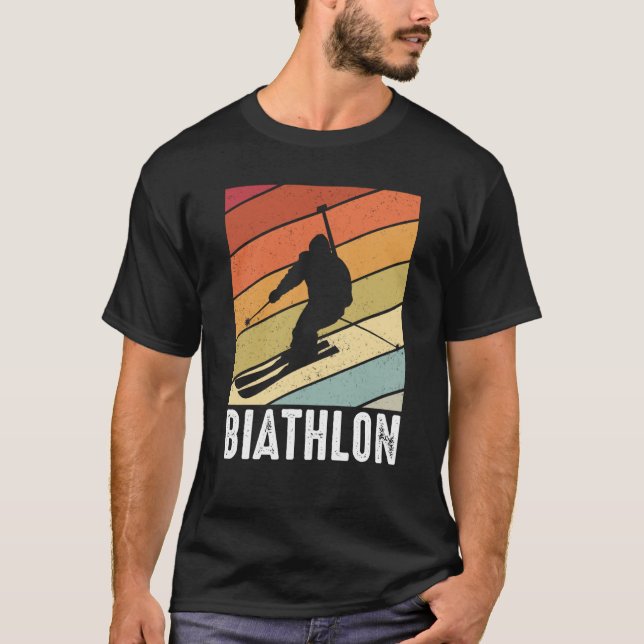 Biathlon retro winter sports biathlete skier mount T-Shirt (Vorderseite)