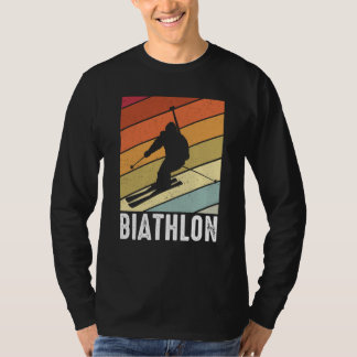Biathlon Retro Wintersport Biathlet Skifahrer Berg T-Shirt