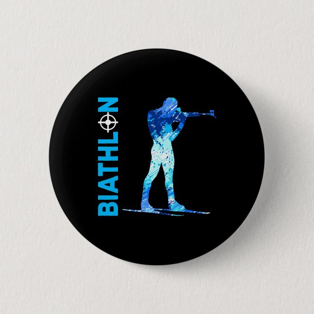 Biathlon Shooting und Skifahren Wintersport Button (Vorderseite)