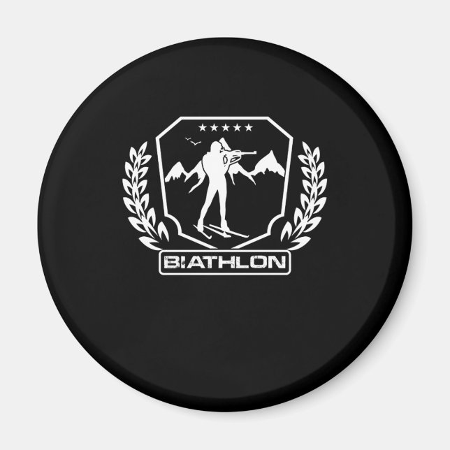 Biathlon Ski and Rifting Sportgeschenk Magnet (Vorne)