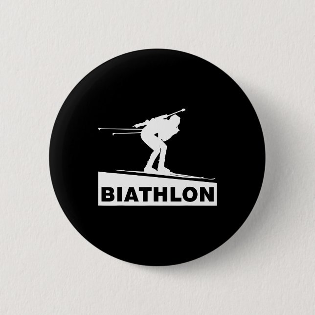 Biathlon Ski Wintersport Langlaufski Button (Vorderseite)
