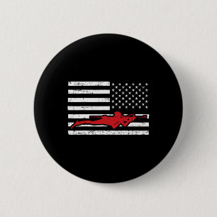 Biathlon Sports Marathon Skifahren US American Fla Button