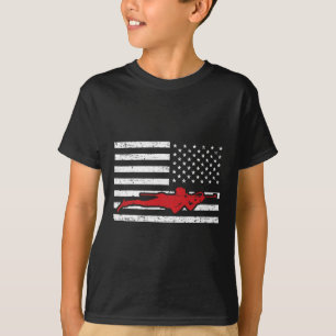 Biathlon Sports Marathon Skifahren US American Fla T-Shirt