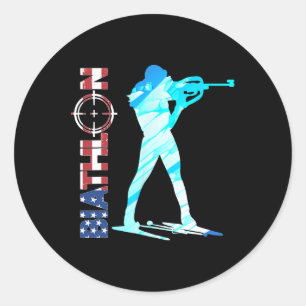 Biathlon Usa Flag Apparel American Cross Country S Runder Aufkleber