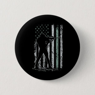 Biathlon Usa Flag Retro Skis Men Biathlon Button