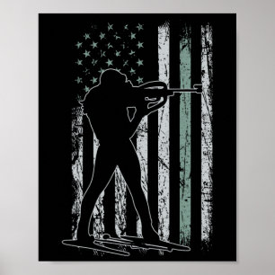 Biathlon Usa Flag Retro Skis Men Biathlon Poster