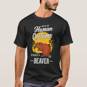 Biaver Human Costume Halloween Beaver T-Shirt
