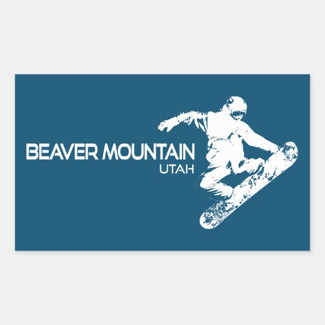 Biaver Mountain Resort Utah Snowboarder Rechteckiger Aufkleber (Vorderseite)