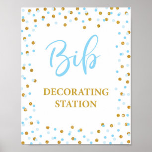 Bib Decoration Station Babydusche signieren Blue G Poster