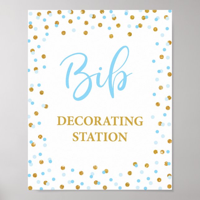 Bib Decoration Station Babydusche signieren Blue G Poster (Vorne)