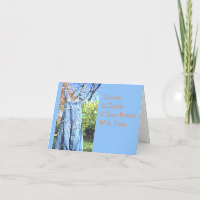 BIB-OVERALLS TROCKNER AUF CLOTHESLINE/BIRTHDAY KARTE (Vorderseite)