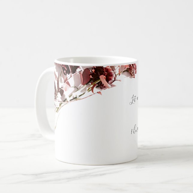 Bibel der Liebe mit Blumen und Tasse (Vorderseite Links)