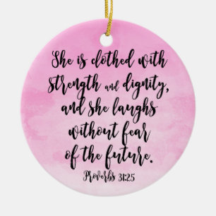 Bibel der rosa Frauen der Watercolor-Sprichwort-31 Keramik Ornament