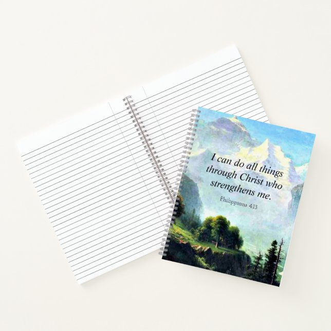 Bibel gießt, Phil 4:13, I can do all things. Notizbuch (Innenseite)